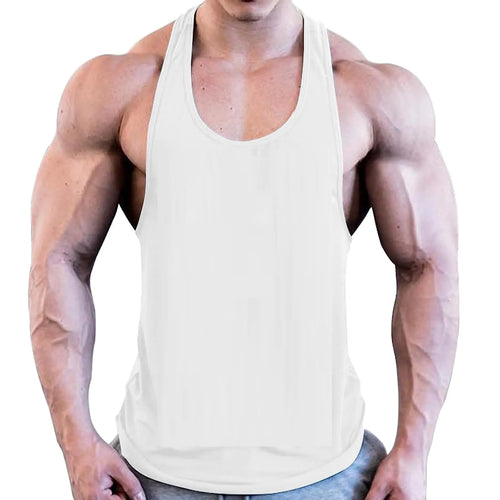 Men's Quality Bodybuilding Muscle Cut Tank (White-Medium Size Only)