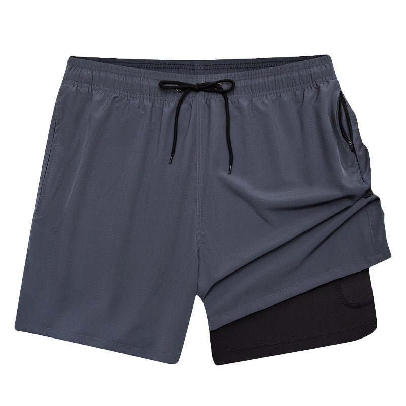 Plain Gym Shorts 2-in-1 | Zipper Pockets/Quick dry