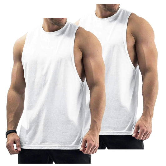 Essential 2 Pack Mens Bodybuilding Tank Tops - WT+WT-XXL